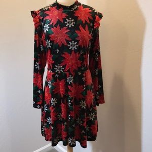 Xhilaration Holiday Stretch Velour Dress W/Waist